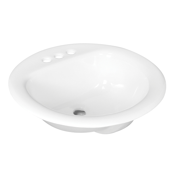 Prime-Line Lavatory Sink Porcelain 19 in. Round Self Rimming 4 in. Centers Front Single Pack MP52100
